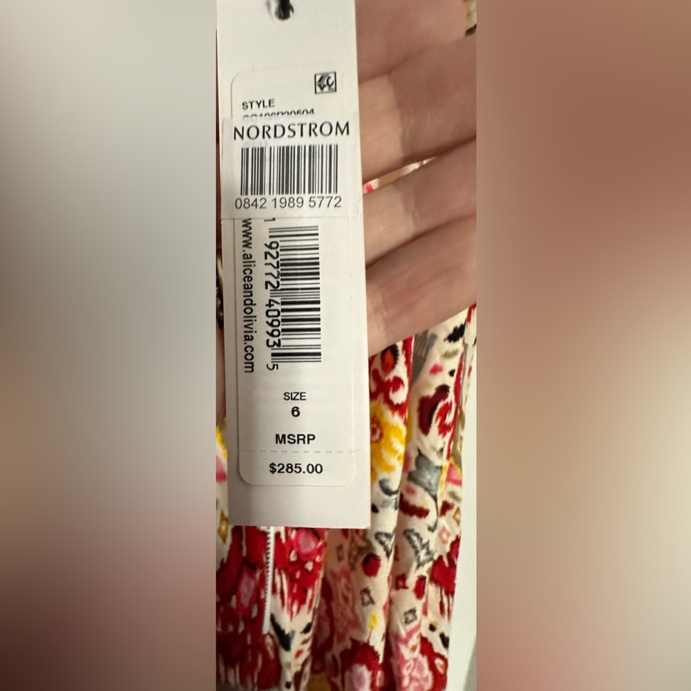 Alice+Olivia Delora Silk Blend Midi Dress NWT Strappy Printed Size 6–Ret. $425 - Picture 6 of 13